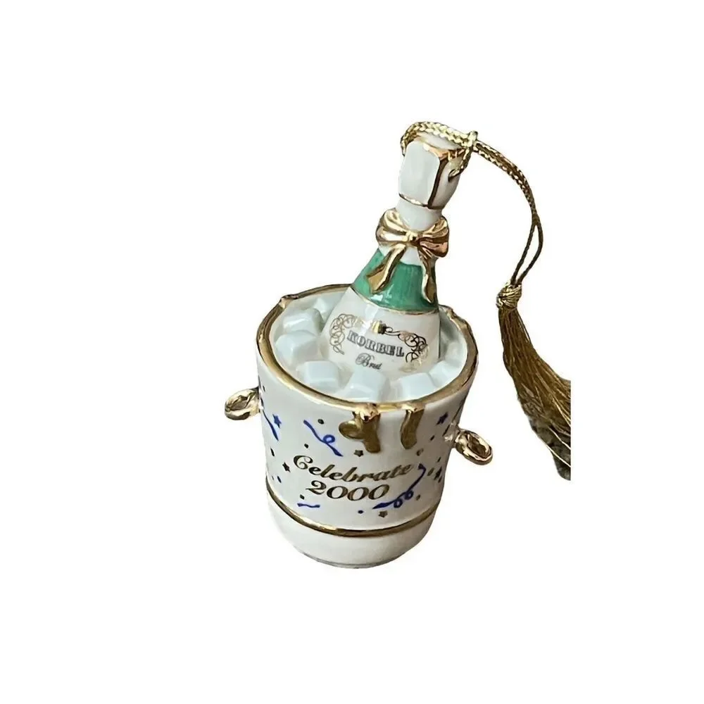 Vintage Lenox 2000 Ornament Korbel Champagne Bucket In Box New Sealed.